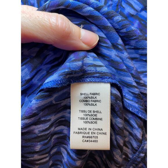 Rebecca Taylor Women Size 8 Sleeveless Keyhole High Low Blue 100% Silk Blouse‎ - Picture 13 of 13